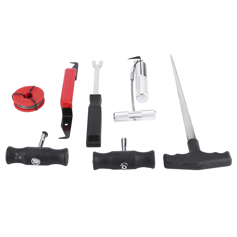 aqxreight Kit de Herramientas de Corte para Extracción de Parabrisas, 7 Piezas, Juego de Desmontaje de Vidrio para Ventana de Coche con Manijas de Agarre de Alambre de Aleación para