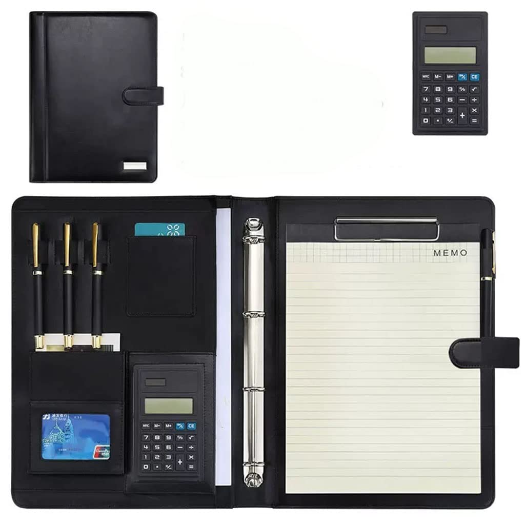 IBOWZ Porte Documents A4 Conférencier Portefeuille d'affaires Dossier classeur Padfolio avec 4 Anneaux classeur Dossier Bloc-Notes Cahier pour Femmes Hommes Interview