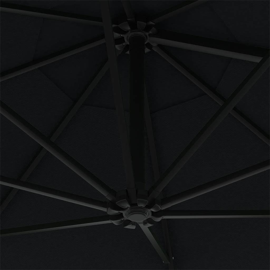 Sombrilla de Pared con Palo de Metal Negro 300 cm,Artículos de Exterior,Sombrillas,9.75kg-47300