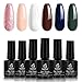 Beetles Classic White Glitter Gel Nail Polish Set - Red Pink Gel Polish Navy Blue Nail Gel Polish Kit Green, Soak Off LED UV Nail Gel Kit 6 Colors Nail Polish Set Nail Art Gifts Box, 7.5ml Each Bottle