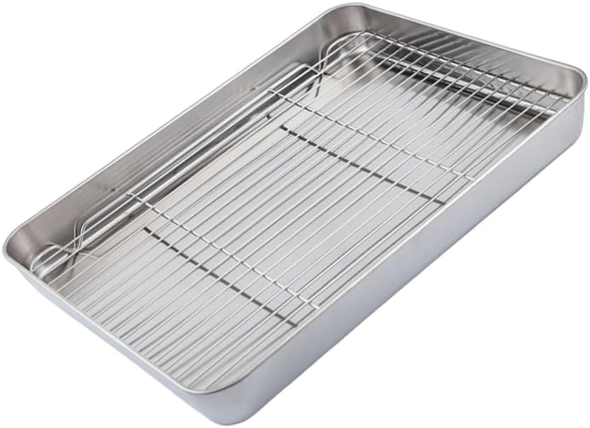 Professional Stainless Steel Baking Pan And Rack For Enhances Heat Distribution Large Capacity Perfect For Entertaining