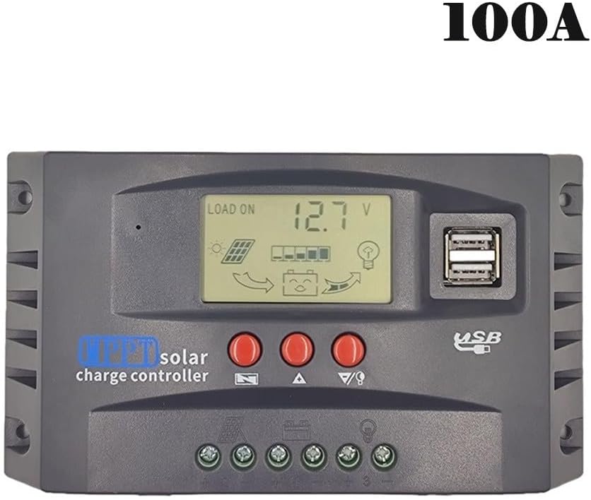 Solar Charge Controller 30-100A 12V/24V LCD Display for Solar Panel Regulator with Overcharge Protection(100A)