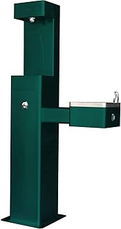 Global Industrial Outdoor Bottle Filling Station & Drinking Fountain, Green Powder Coat
