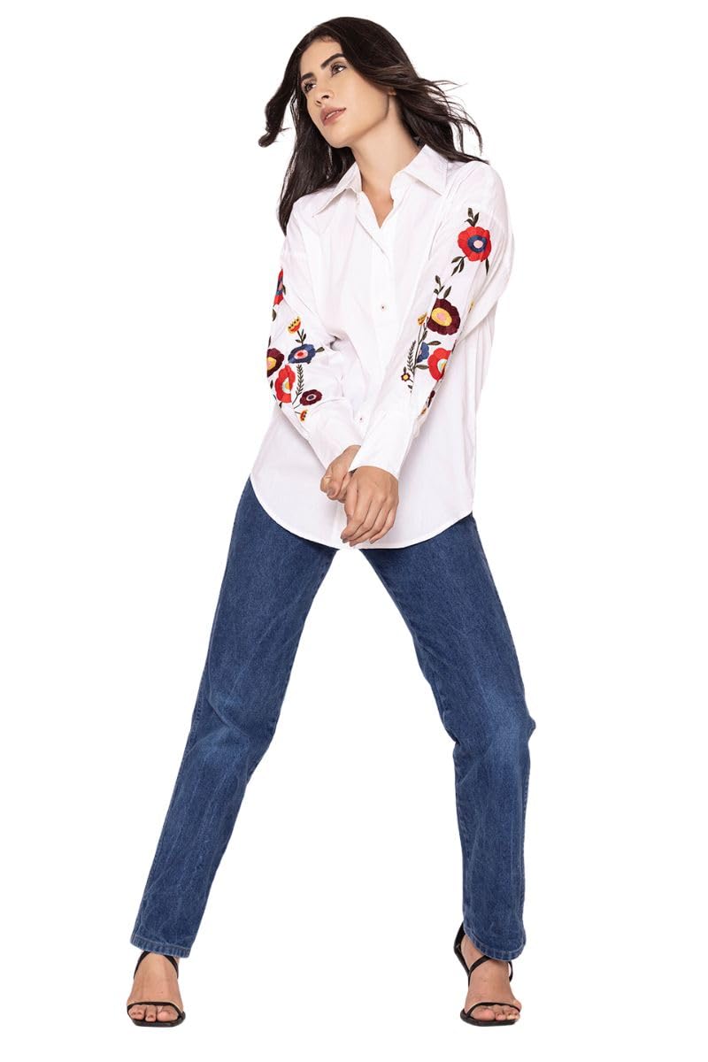 lounge dreams White Embroidered Pure Cotton Oversized Shirt-picture-40