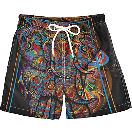 visesunny Boys Swim Trunks Toddler Swim Shorts Ethnic Style Elephant Animal Little Boys Bathing Suit Swimsuit Multi