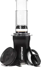 AeroPress Go Plus cafeteira portátil pequena, ideal para viagem, acampamento e escritório, prensa francesa multifuncional, cafeteira manual estilo espresso & pour-over, preparo em 2 min, Preto