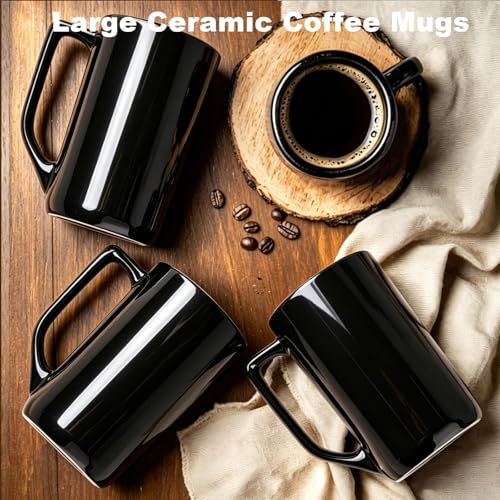 Set de 4 Mugs Grandes de Café 16 oz en Porcelana Negra miniatura 5