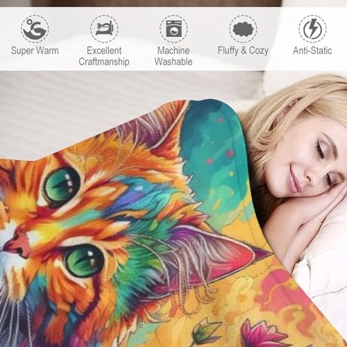 Couverture chat chaude et douce grand plaid lit lavable en machine