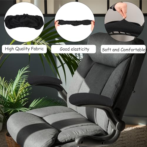2 Stück Arm Armlehne Abdeckungen Polster Dehnbar Polyester Bürostuhl-Armlehnenbezug Schutz Bürostuhl Abdeckungen für Armlehnen Weiche Bürostuhl Bezug Armlehnen Polster für Zuhause Büro (Schwarz)