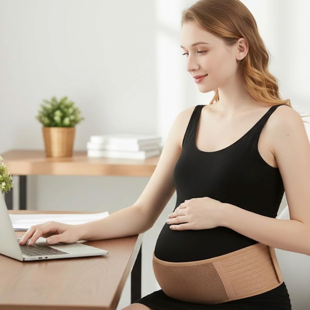 Hygeia Maternity Support Belt for Pregnancy, Breathable Belly Band for Back & Waist Comfort, Adjustable Pregnancy Belt for Daily Wear (Regular & XL Pack) - Pack of 2