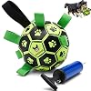 Hundefreund Hundefußball leuchtend mit Haltegriffen, Hundespielzeug Fußball für Hunde mit Pumpe, Interaktiver Hundeball (15 cm) für Drinnen, Draußen und im Wasser