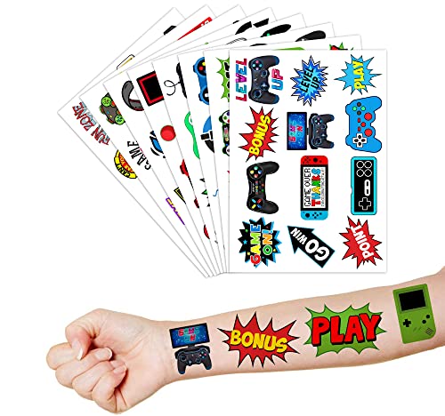 Generic Gamer Temporary Tattoos Themed Birthday Party Decorations Supplies Favors Decor Cute Tattoo Stickers 8 Sheets 96 Pcs Gifts For Kids Boys Girls Games Classroom Rewards Prizes Carnival Christmas thumb #7