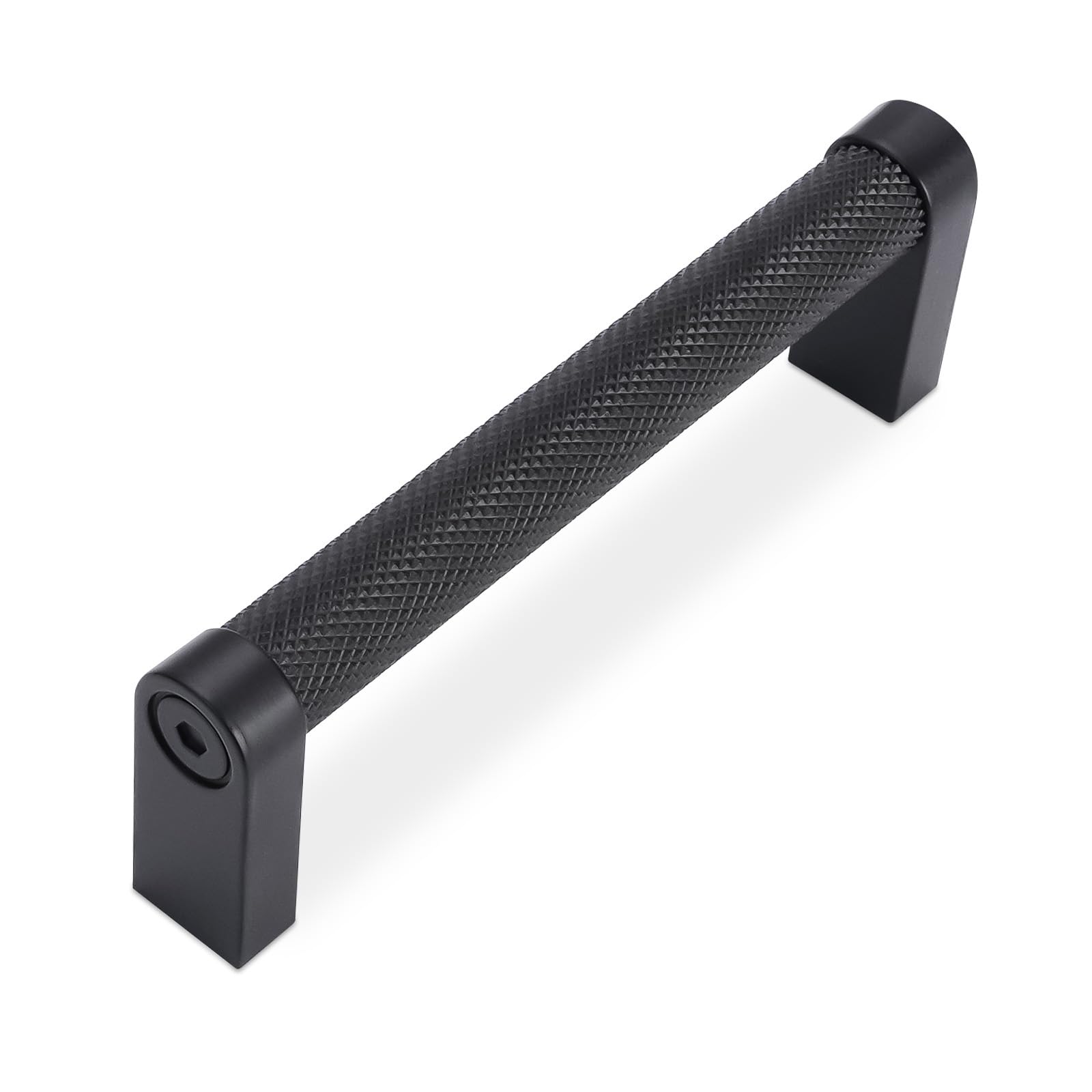 BUKOBYHE 10 Pack 3.75 Inch(96mm) Matte Black Kitchen Cabinet Handles Knurled Cabinet Pulls Black Drawer Pulls Kitchen Hardware