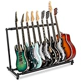 AODSK 9 Multi Guitar Stand Rack With Folding Design, Portable Black Holder for Multiple Guitars & Bass, Studio & Home Display