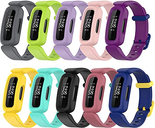 Pulseiras compatíveis com Fitbit Ace 3 para crianças, pulseira de silicone colorida, acessórios de s