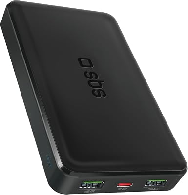 SBS PowerBank 10K FAST, 10000mAh, 22.5W Power Delivery (PD 3.0 PPS) | Power Bank con Ricarica Rapida, LED di Carica, USB-C, USB-A, Caricabatterie Portatile da Viaggio, Design Compatto, Nero