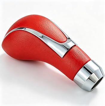Leather Gear Shift Knob Car Shifter Lever Head Weighted Stick Lever Handle for Most Manual Automatic Vehicles (Red)