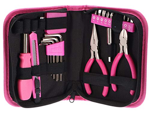 SIXTOL HOME PINK 26 Werkzeugset in einer Tasche | Für den Heimgebrauch | praktischen Werkzeug-Tasche | hochwertig | ideal für den Haushalt o. die Garage | Rosa, Schwarz