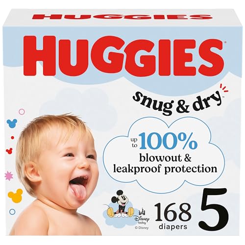 Image of Huggies Size 5 Diapers, Snug & Dry Baby Diapers, Size 5 (27+ lbs), 168 Count (6 Packs of 28), Packaging May Vary