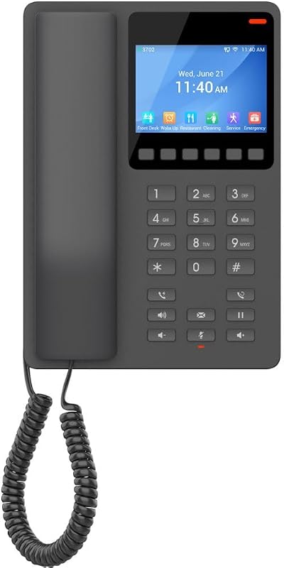Teléfono IP para hoteles GHP631W | 2 líneas, 2 cuentas SIP | Pantalla a color de 3,5 pulgadas | Wifi 6 | Negro