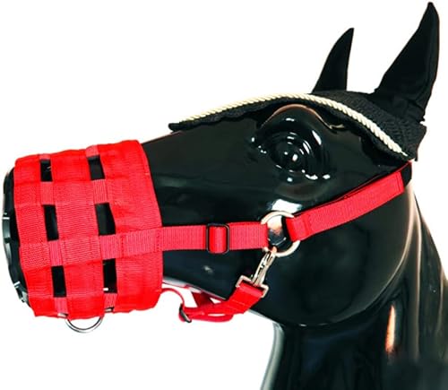 ZSQSM Easy Breathe - Bozal de pastoreo en V, con forro cómodo, equipo ecuestre de nailon para gofres con cierre de gancho y bucle, cabestro