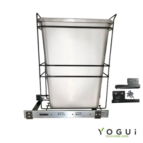 Miniatura 3 de Sistema de extracción de gabinete de basura individual de 35 cuartos (9 galones), 1 basura, cubo de reciclaje (gris) cromado pulido, kit de montaje