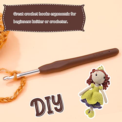Image of Crochet Hook, 6.0 mm Ergonomic Crochet Hook, Crochet Needles for Arthritic Hands, Knitting Needles with Soft Handle Beginners and Experienced Hobbyists (6.0 mm)