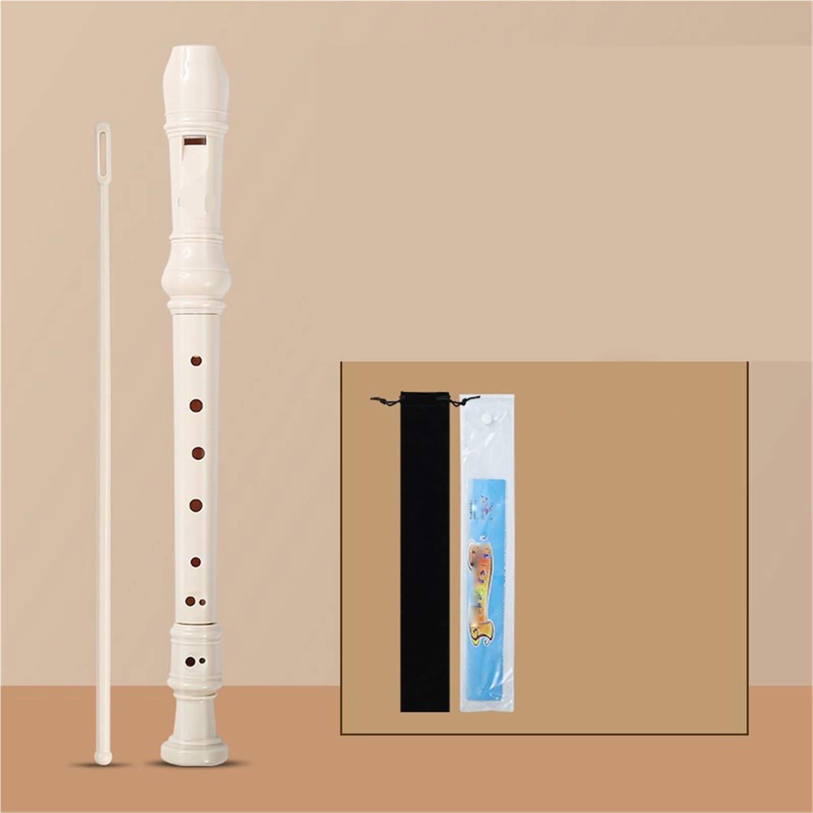 8 otworowy Rejestrator Wysokich Tonów (niemiecki Palcowanie) Instrument Dęty Przyjazny Dla Początkujących Flety Proste Dla Początkujących(White)