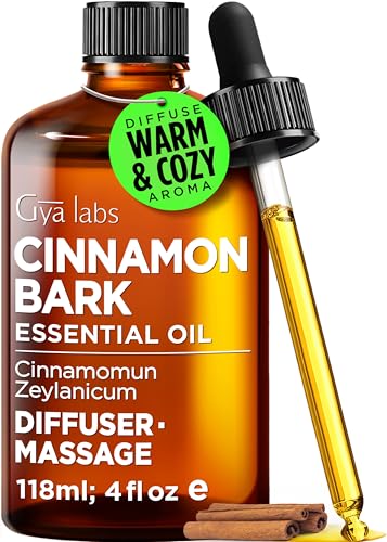 Image of 100% Pure Cinnamon Bark Essential Oil for Skin & Diffuser - 4 Fl Oz | Cinnamon Oil for Perfume & DIY, Warm Spicy Aroma for Cozy Homes, Aromatherapy Grade Oil - Gya Labs