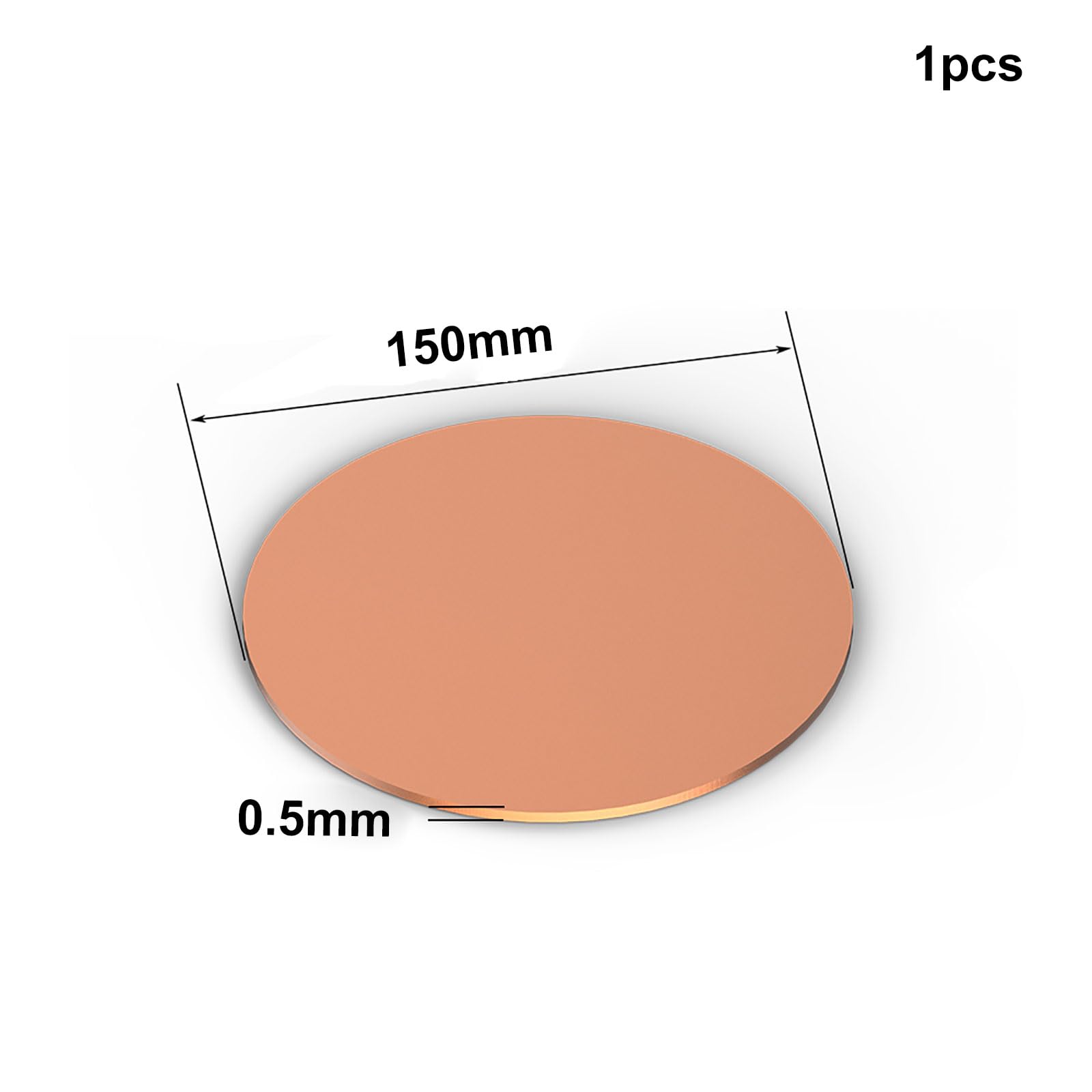 COYOUCO Pure Round Copper Sheet,Pure Copper Sheet,0.5Mm Thickness,150-200Mm Diameter,Film Attached Round Copper Plates,1Pcs,150mm