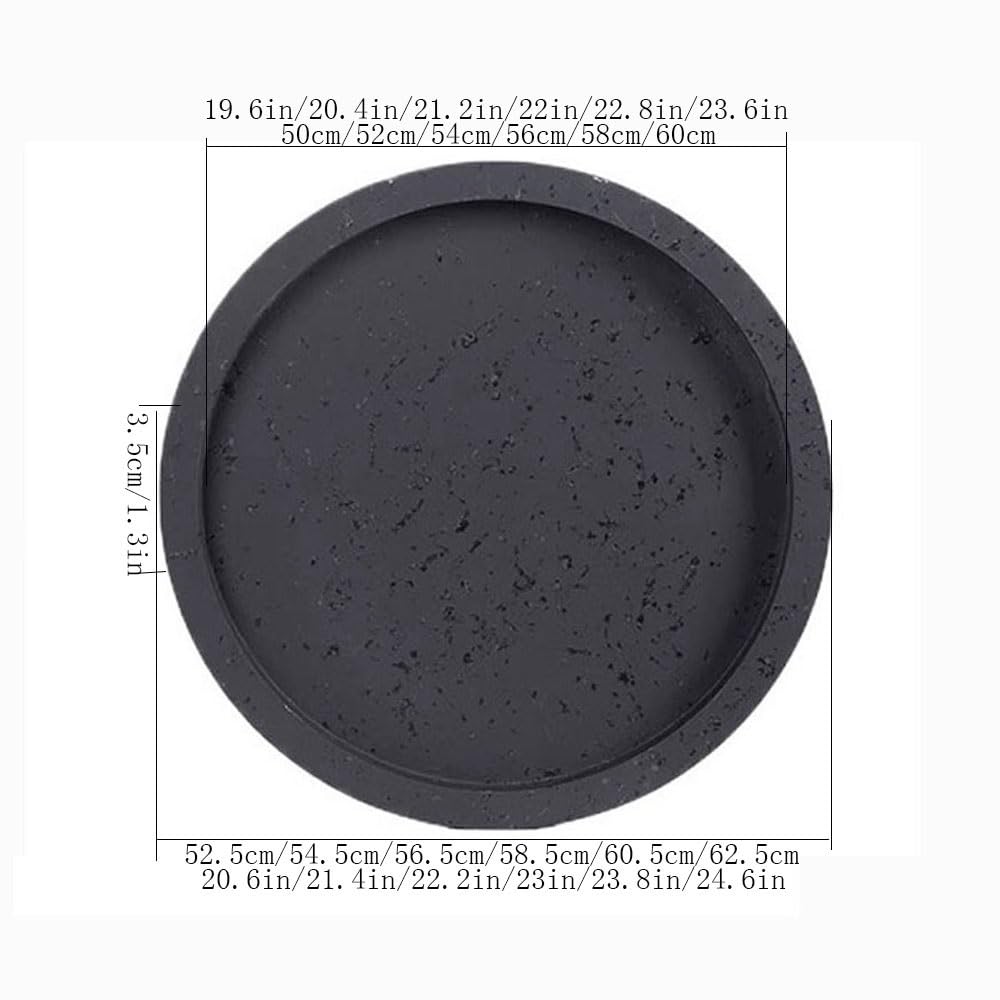 Versatile Sottovaso grande in resina, sottovaso rotondo(Nero,Piccolo)