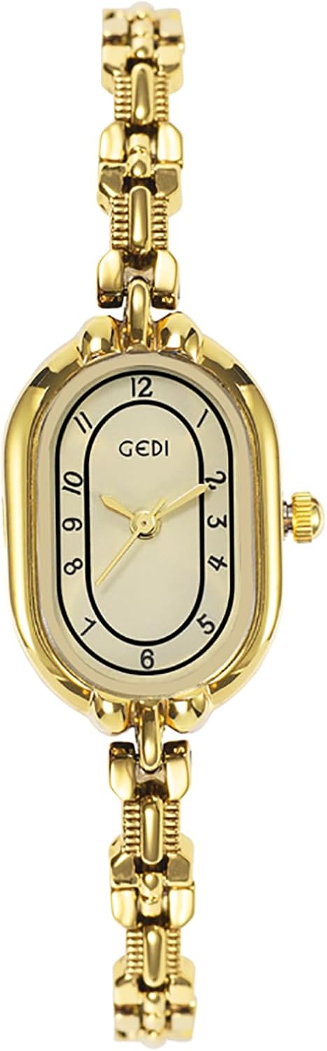 Gosasa Luxury Oval Shaped Ladies Watch Slim Bracelet Fashion Quartz Watch for Women Elegant Dress Gold Wristwatch Creative Waterproof Women's Watches Ladies Gift