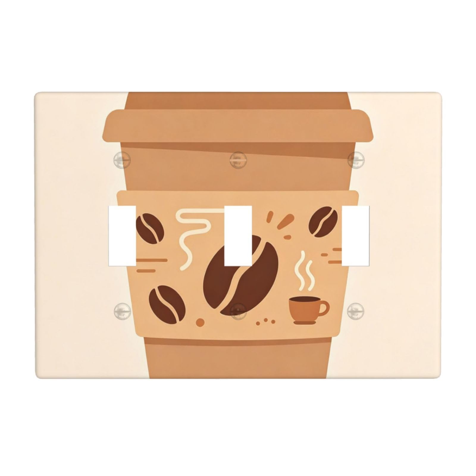 Coffee Sleeve 3 Gang Switch Plate Cover-Unbreakable Polycarbonate Wall Plate, Heat Resistant Toggle Switch Decor for Home