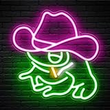 Kavaas Frog Neon Sign 11.8“ x 11.6”, Frog with Cowboy Hat LED Sign for Wall Decor | Cowboy Neon Signs for Man Cave, Gameroom, Bedroom, Bar - Best Gifts for Rodeo Enthusiast, Birthday, Christmas