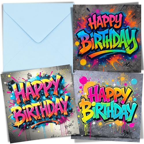 3 Birthday Cards for Men Boys - Birthday Card - Male Mens Him Grandson Funny - Graffiti Style - Pack Multipack - 14cm