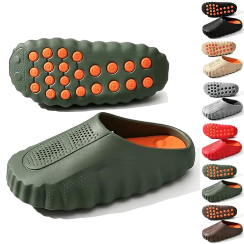 Fashion Acupressure Mule Clogs for Men Comfortable Soft Massage Pillow Sandals Women Lightweight Indoor Outdoor Cloud Slides(Green/40-41)
