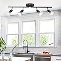 LURNOFY 4 Light Kitchen Track Lighting, Flexible Black Track Lighting Fixture Ceiling, Track Light Ceiling with GU10 Base for Kitchen, Corridor, Exhibition Hall (Bulbs Not Included)