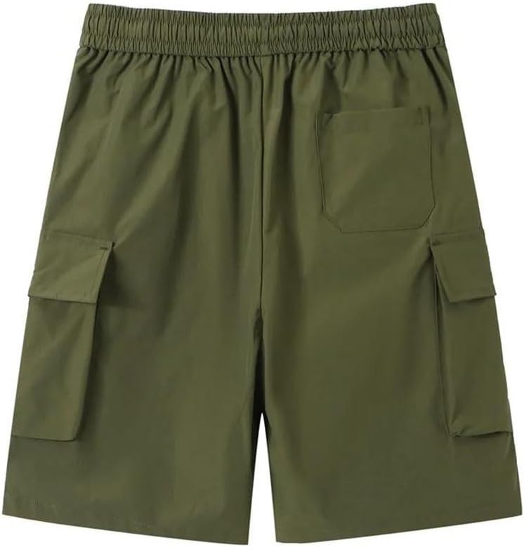 Men Summer Ice Silk Quick Dry Loose Straight Beach Japanese Cargo Shorts