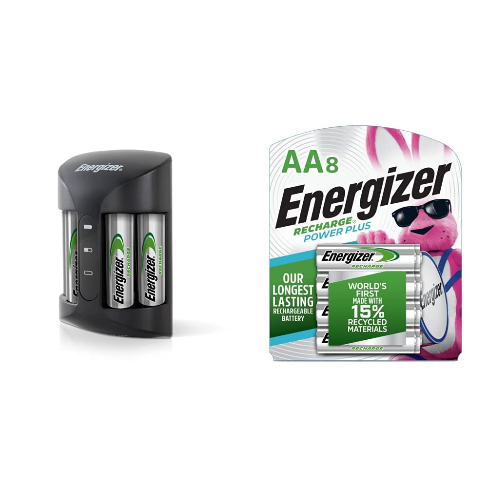 Energizer Rechargeable AA Batteries Recharge Power Plus Double A Battery Pre-Charged and Rechargeable AA or AAA Battery Charger