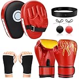 NZQXJXZ 4-in-1 Boxhandschuhe und Pratzen Set für Kinder und Jugendliche...