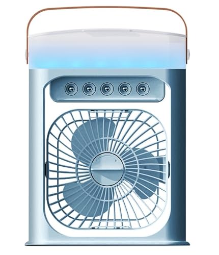 Klimaanlage Mobil, Mobile Klimaanlage, Leise Klimaanlage mit Sprühstufen & Geschwindigkeitsstufen, 7 Farben Nachtlicht, Stunden Timer, Mini Luftkühler für Schlafzimmer und Büro (Silber)