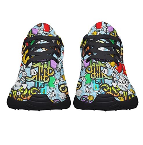 Sonzj-II Graffiti Shoes,Unisex Adult Cool Urban Funky Street Art Running Sneakers,Trippy Psychedelic Tennis Shoes3