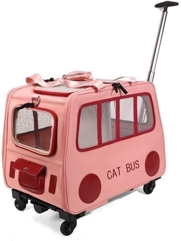 2-in-1 Soft-Sided Pet Travel Bag, Rolling Cat Carrier with Wheels, Large Pet Trolley, Mobile Pet Cage for Small and Medium Dogs and Cats(Green)