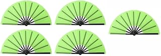 5 abanicos de baile plegables de 13 pulgadas para actuaciones en escenario, bodas, fiestas y decoración de festivales, ventiladores portátiles de plástico y tela en varios colores (verde)