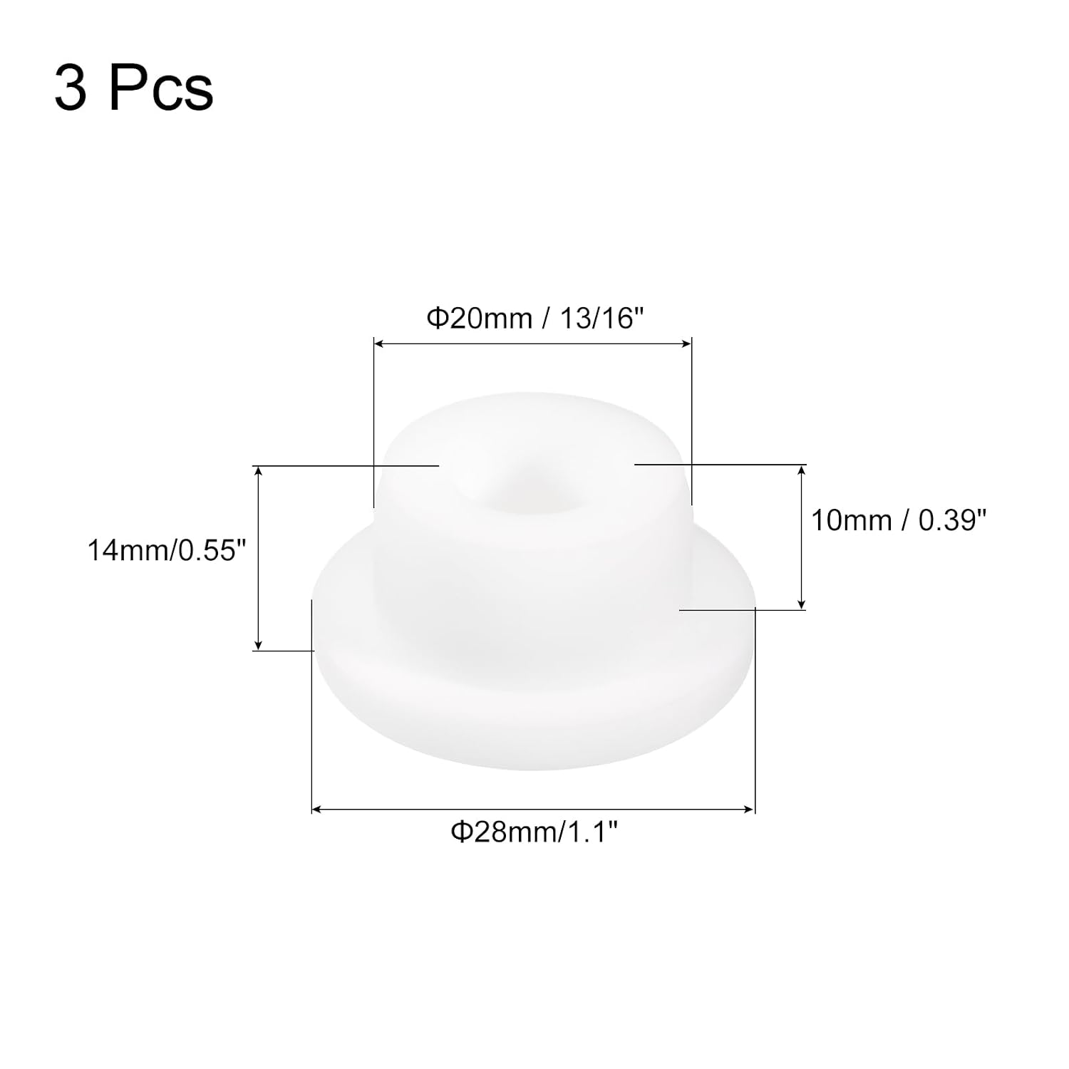 MECCANIXITY 3pcs T-Shaped Silicone Plugs 20mm 13/16 Inch Dia Snap in Plug Hole Seal Cover Round Rubber Stopper for Kitchen Rubber Bulkheads Waterproof Sealing Plugs White