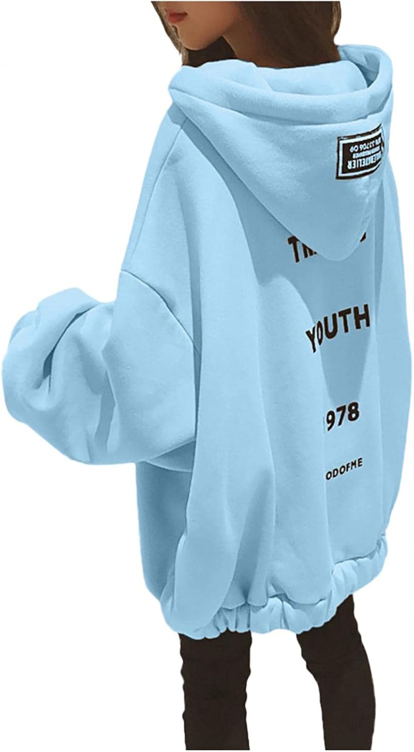 パーカー レディーズ Fuminheng 秋冬 長袖 暖かい スウェット 韓国 英字 プリント レディース トレーナー 部屋着 通勤 ファッション 人気 訳あり 体型カバー フード付き 大きめ プルオーバー 通学 普段着