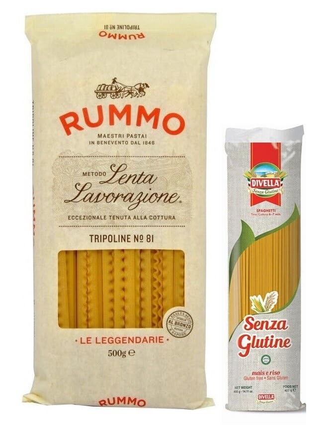 24er-Pack Rummo Pasta Tripoline N°81,Italienische Nudeln aus Hartweizengrieß,500g + 1er-Pack Kostenlos Divella Glutenfreie Pasta Spaghetti 400g