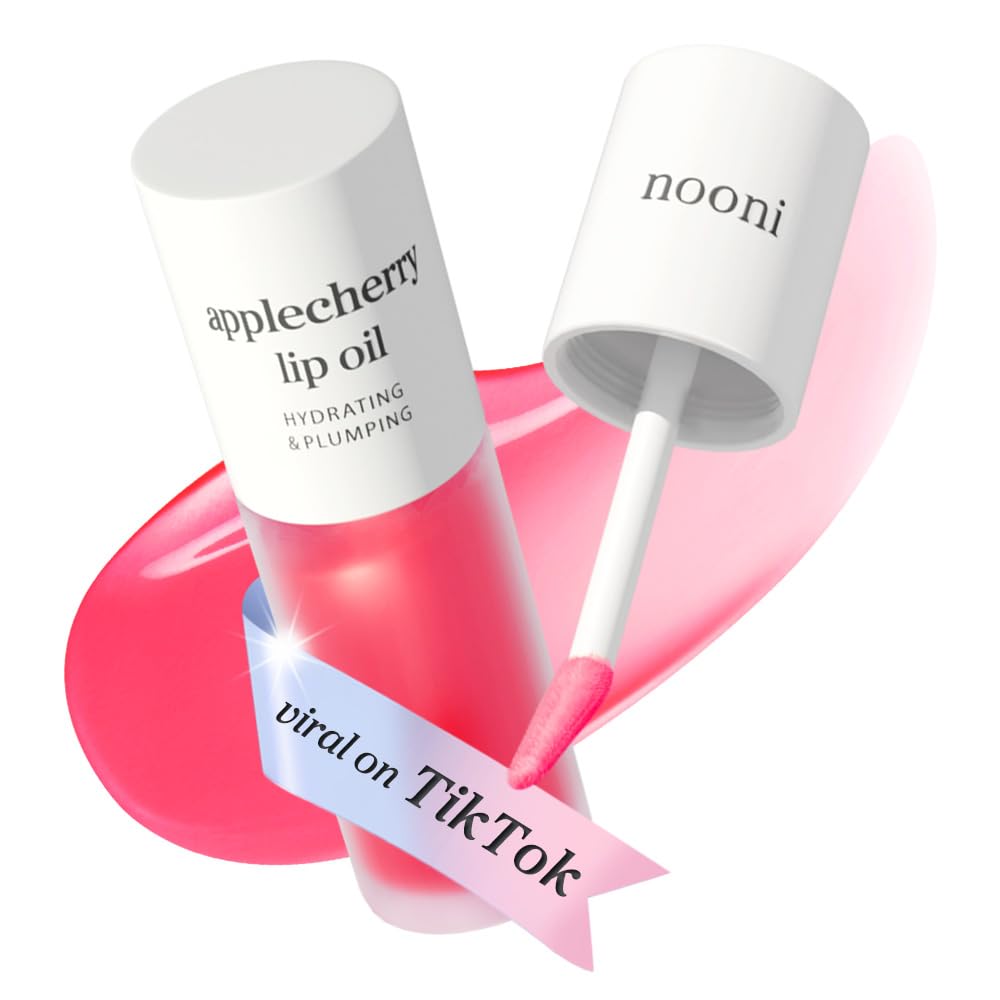 NOONI Korean Lip Oil - Applecherry | Lip Stain, Gift, Long-Lasting, Moisturizing, Plumping, Revitalizing for Dry Lips, Waterproof, No Peel Off, Korean Lip Tint, Red Tinted Lips, 0.12 Fl Oz