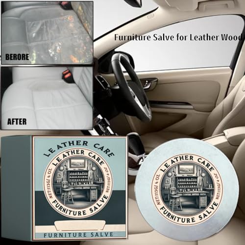 Leather & Wood Furniture Salve with Boar Bristle Brush - Suitable for Sofas, Car Seats & Upholstery