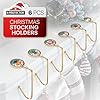X Protector Stocking Holders for Mantle 6 PCS Premium Christmas Stocking Holder with Non Slip Bottom Golden Stocking Hangers for Mantel Stocking Hooks with Stickers on Top Merry Christmas